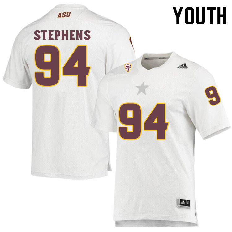 Youth #94 Corey StephensArizona State Sun Devils College Football Jerseys Sale-White - Click Image to Close
